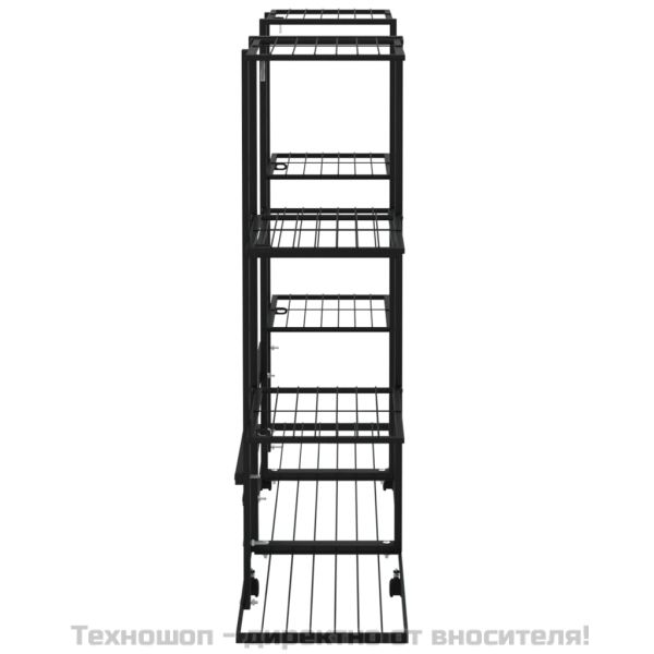 Стойка за цветя на колела 94,5x24,5x91,5 см черна желязо
