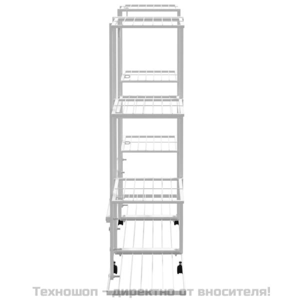 Стойка за цветя на колела 94,5x24,5x91,5 см бяла желязо