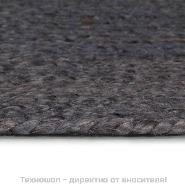 Ръчно тъкан килим от юта, кръгъл, 210 см, тъмносив