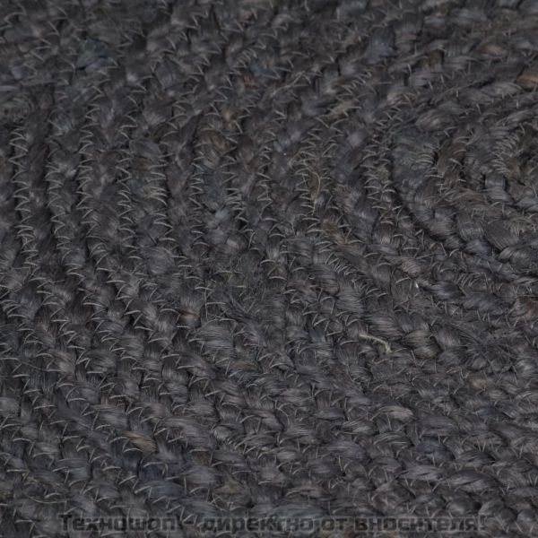 Ръчно тъкан килим от юта, кръгъл, 240 см, тъмносив