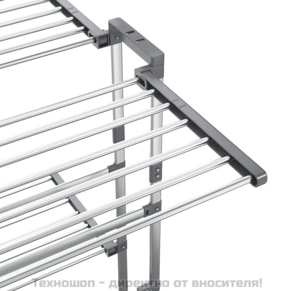 Двуетажен сушилник за дрехи с колелца, сребрист, 60x70x106 см