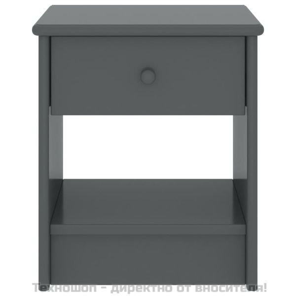 Нощно шкафче, тъмносиво, 35x30x40 см, бор масив