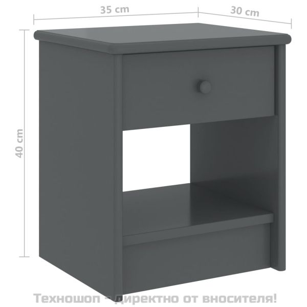 Нощно шкафче, тъмносиво, 35x30x40 см, бор масив