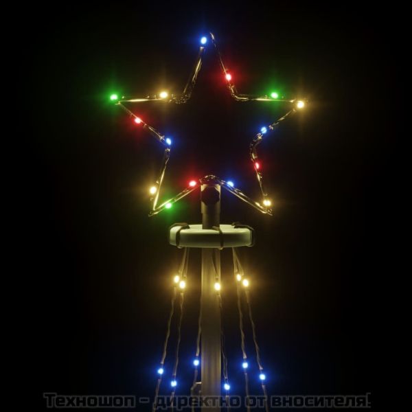 Конусовидна коледна елха, многоцветна, 108 LED, 70x180 см