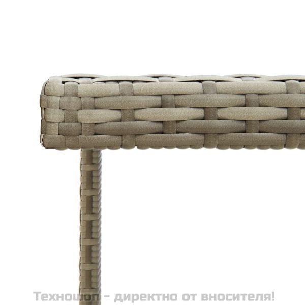 Градинска маса, сива, 109x107x74 см, полиратан и стъкло