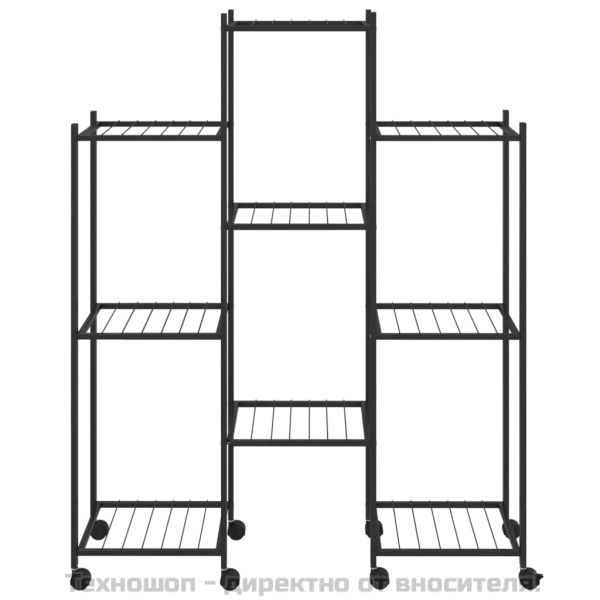 Стойка за цветя на колела 83x25x103,5 см черна желязо