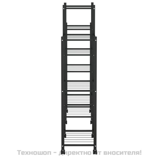 Стойка за цветя на колела 83x25x103,5 см черна желязо