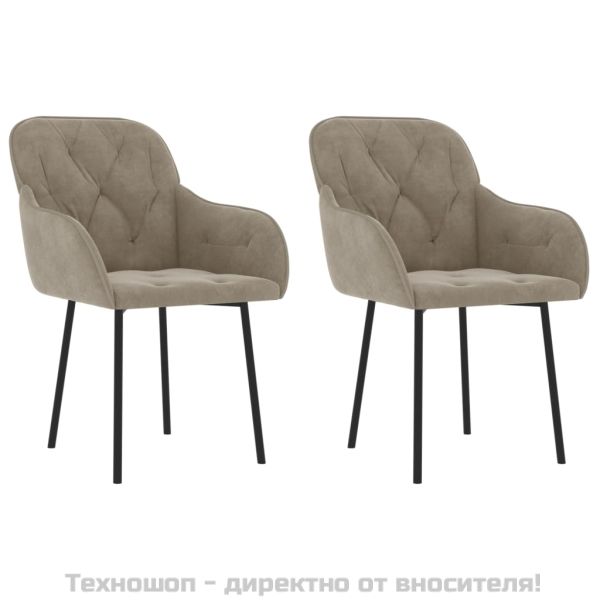 Трапезни столове, 2 бр, светлосиви, кадифе