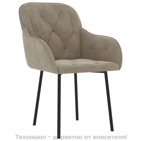 Трапезни столове, 2 бр, светлосиви, кадифе