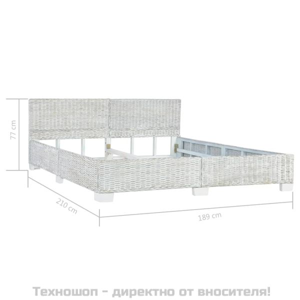 Рамка за легло сив естествен ратан 180x200 см
