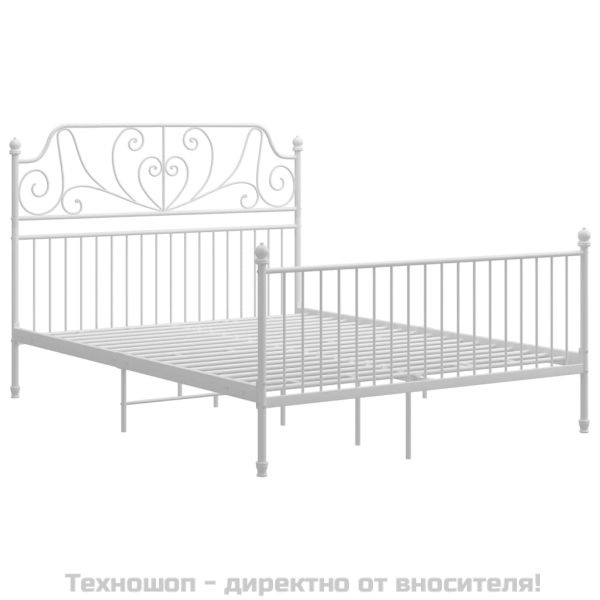 Рамка за легло, бяла, метал, 160x200 см