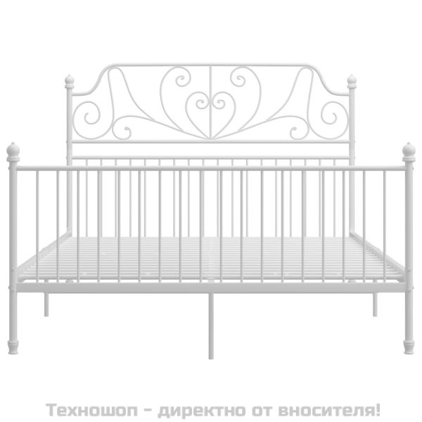 Рамка за легло, бяла, метал, 160x200 см