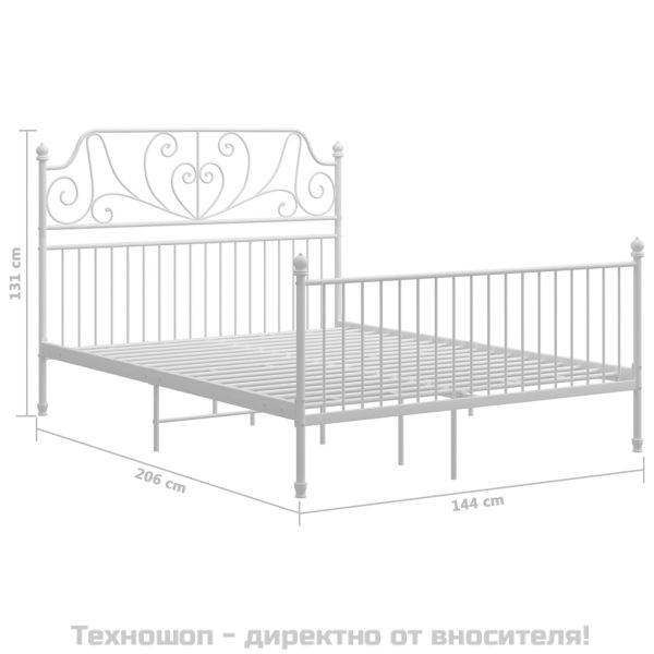 Рамка за легло, бяла, метал, 160x200 см