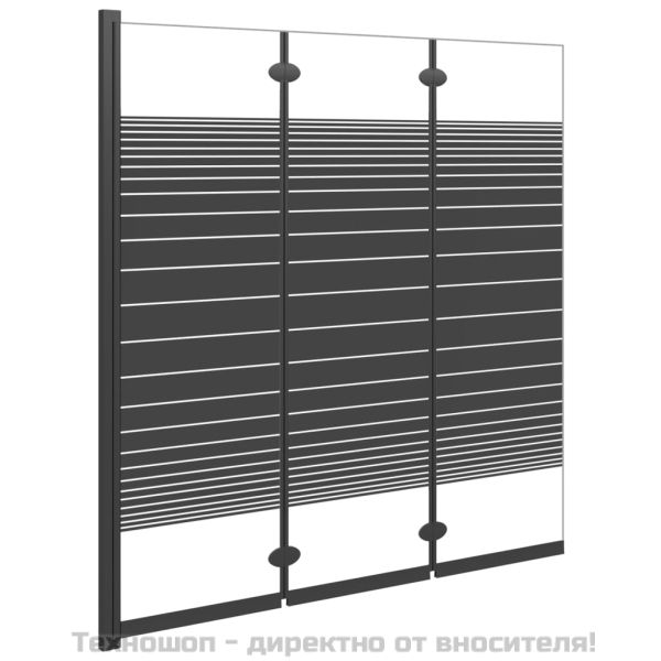 Сгъваема душ преграда, 3 панела, 130x130 см, ESG, черна