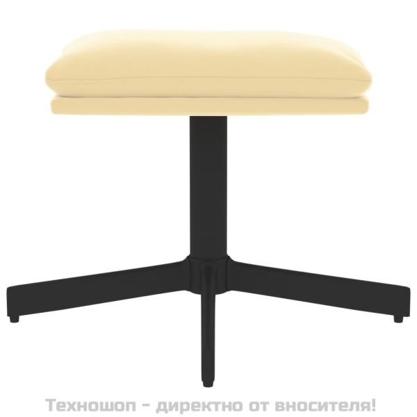 Табуретка, кремаво, бяла, 60x60x36 см, кадифе