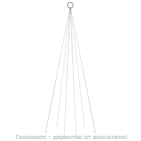 Коледна елха на флагщок, топло бяло, 108 LED, 180 см