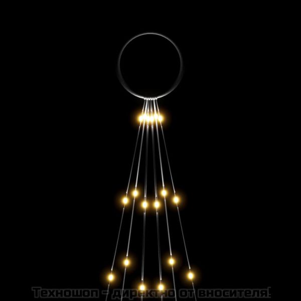 Коледна елха на флагщок, топло бяло, 108 LED, 180 см