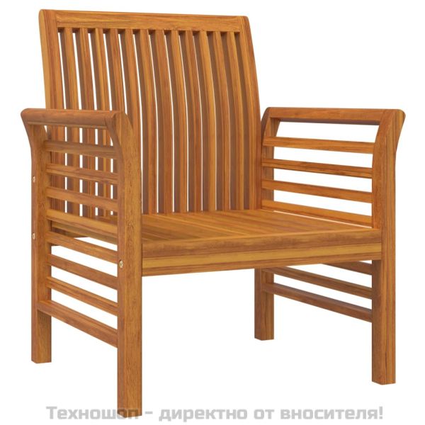 Стол кресло с кремавобели възглавници, 2 бр, акация масив