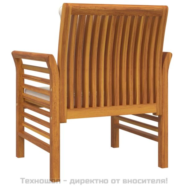 Стол кресло с кремавобели възглавници, 2 бр, акация масив