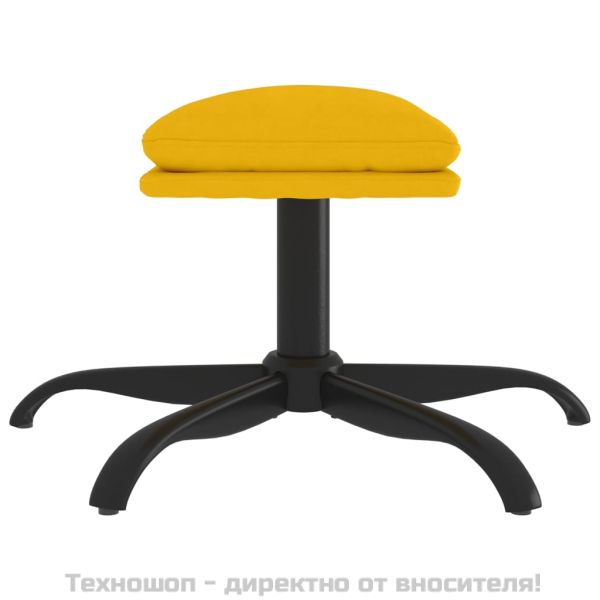Табуретка, горчица жълта, 60x60x36 см, кадифе