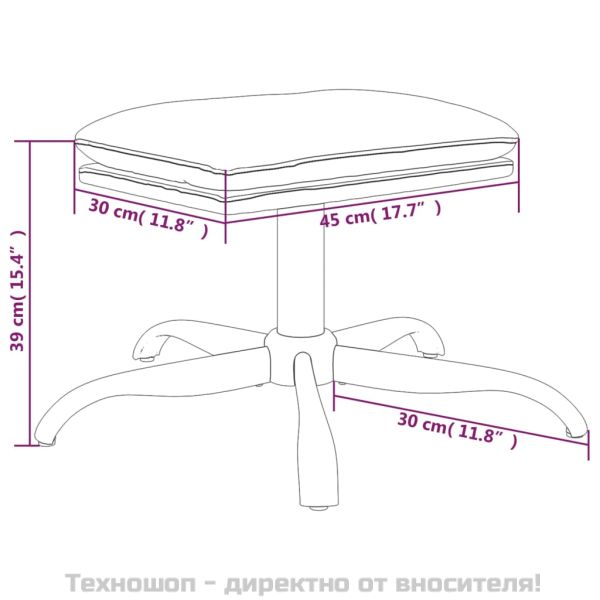 Табуретка, синя, 60x60x36 см, кадифе