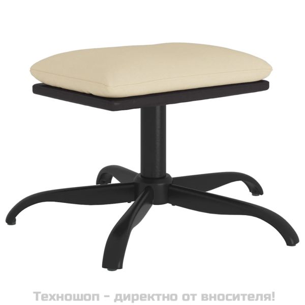 Табуретка, кремава, 60x60x36 см, текстил и изкуствена кожа