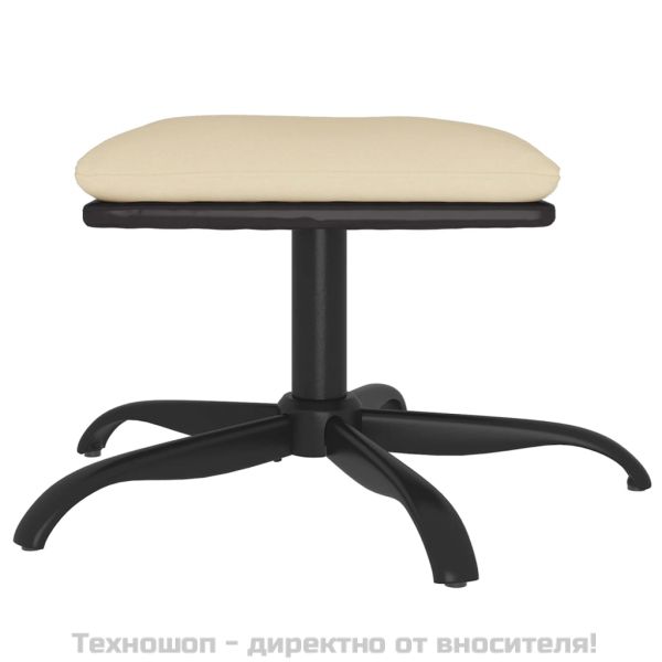 Табуретка, кремава, 60x60x36 см, текстил и изкуствена кожа