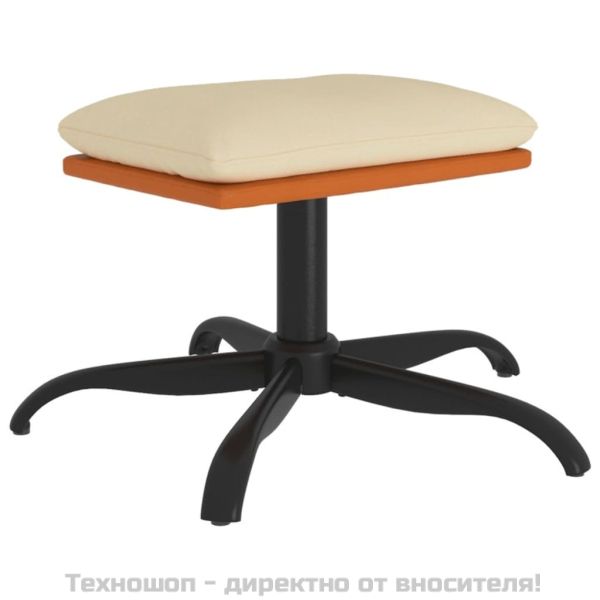 Табуретка, кремава, 60x60x36 см, текстил и изкуствена кожа