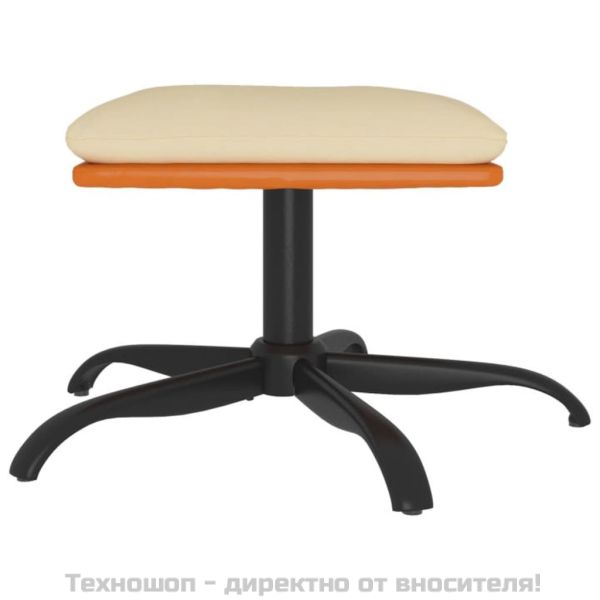 Табуретка, кремава, 60x60x36 см, текстил и изкуствена кожа