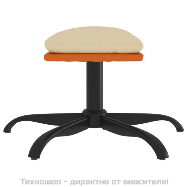 Табуретка, кремава, 60x60x36 см, текстил и изкуствена кожа