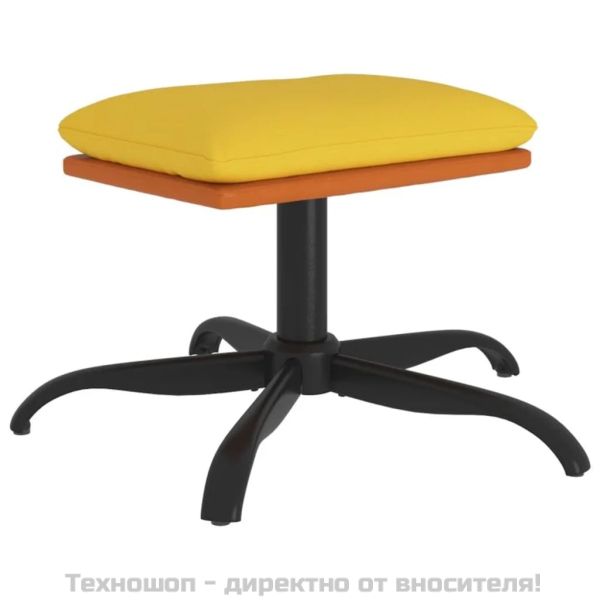 Табуретка, жълта, 60x60x36 см, текстил и изкуствена кожа