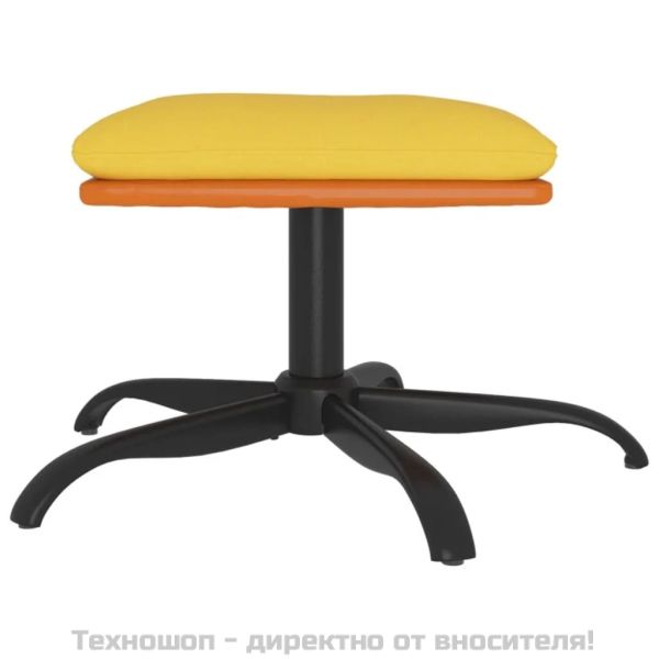 Табуретка, жълта, 60x60x36 см, текстил и изкуствена кожа