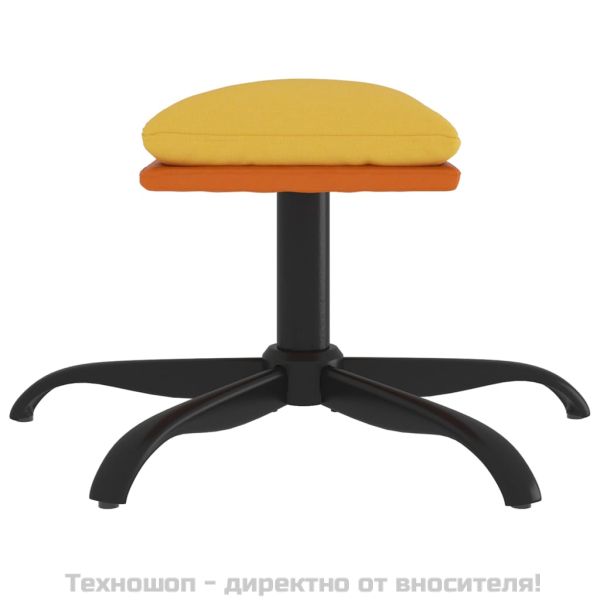 Табуретка, жълта, 60x60x36 см, текстил и изкуствена кожа