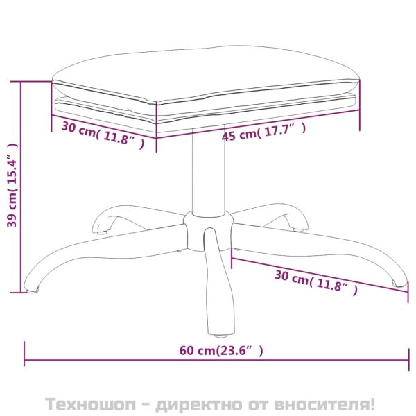 Табуретка, светлосива, 60x60x36 см, кадифе