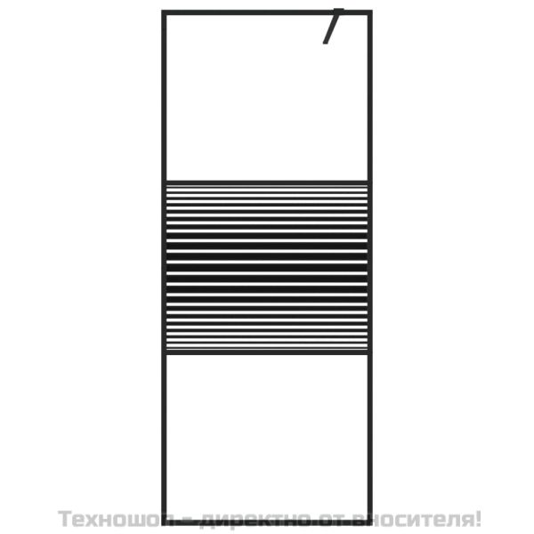 Параван за баня черен 80x195 см прозрачно ESG стъкло