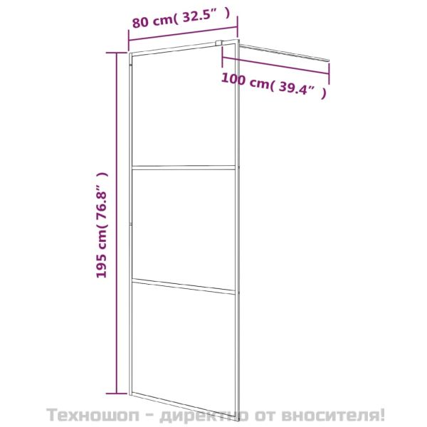 Параван за баня черен 80x195 см прозрачно ESG стъкло