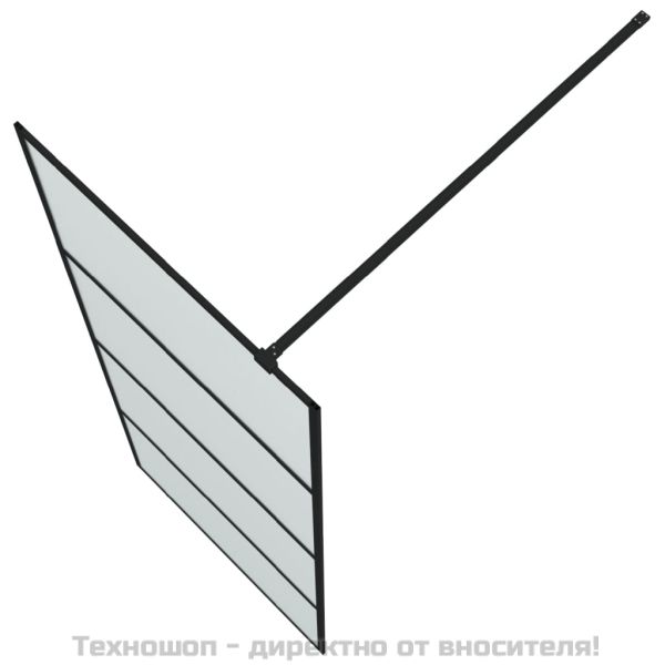 Параван за баня, черен, 80x195 см, матирано ESG стъкло