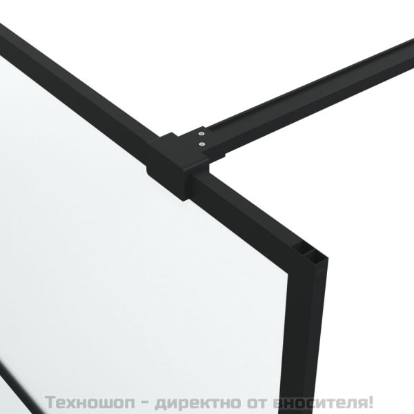 Параван за баня, черен, 80x195 см, матирано ESG стъкло