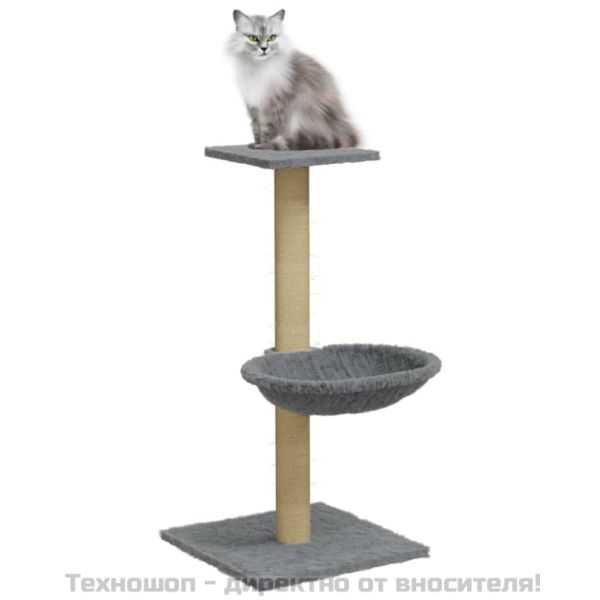 Котешко дърво със сизален стълб, светлосиво, 74 см