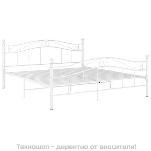 Рамка за легло, бяла, метал, 160x200 см