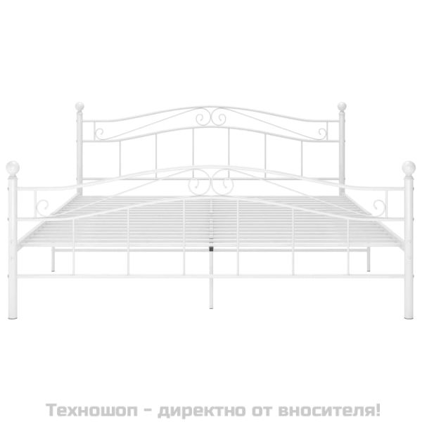 Рамка за легло, бяла, метал, 160x200 см