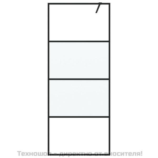 Параван за баня черен 80x195 см наполовина матирано ESG стъкло