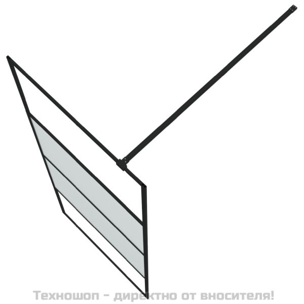 Параван за баня черен 80x195 см наполовина матирано ESG стъкло