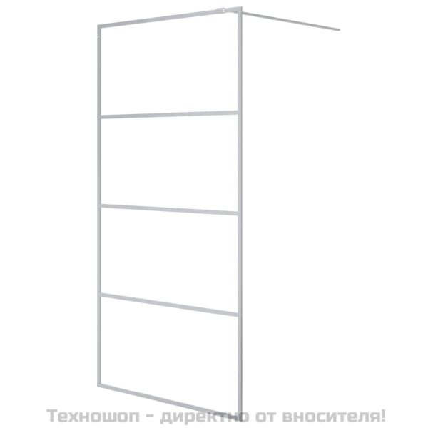 Параван за баня сребрист 100x195 см прозрачно ESG стъкло