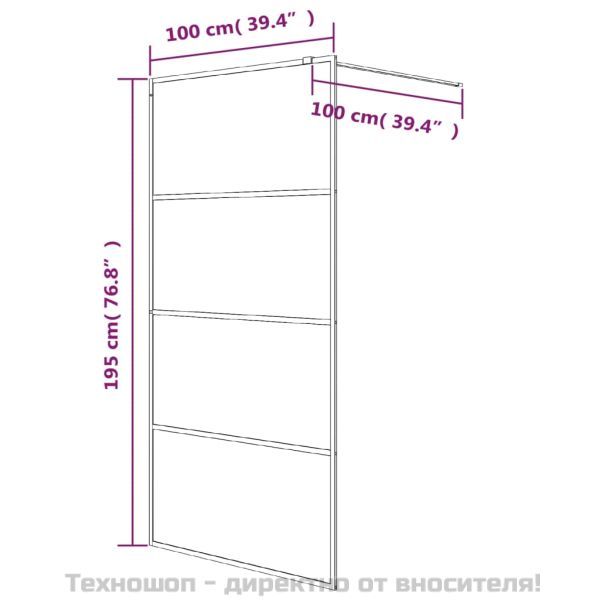 Параван за баня сребрист 100x195 см прозрачно ESG стъкло