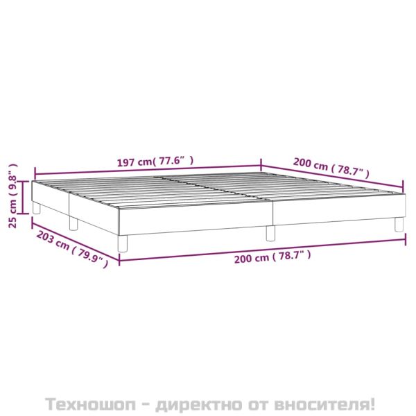 Рамка за легло с пружини, светлосива, 200x200 см, плат