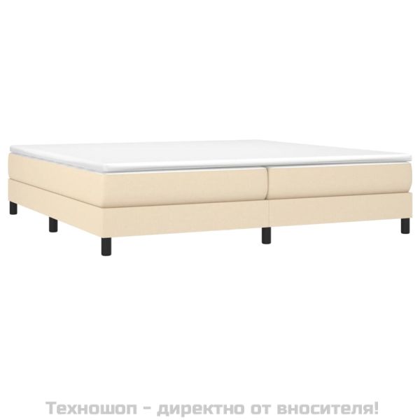 Рамка за легло с пружини, кремава, 200x200 см, плат