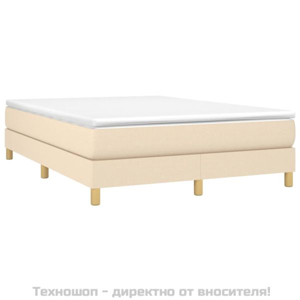 Рамка за легло с пружини, кремава, 140x200 см, плат