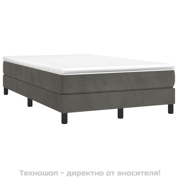 Рамка за легло с пружини, тъмносива, 120x200 см, кадифе