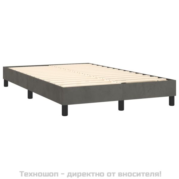 Рамка за легло с пружини, тъмносива, 120x200 см, кадифе